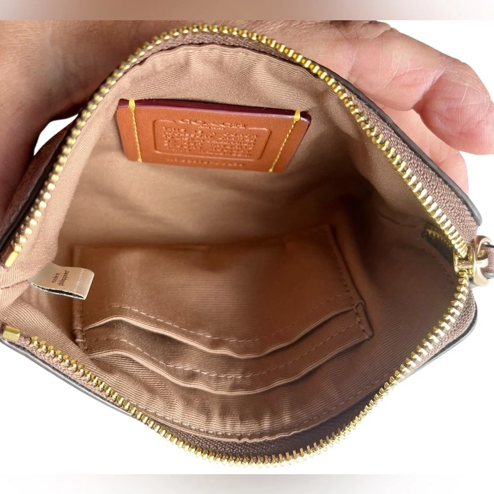 Coach Jack-O'-Lantern Print Zip Wristlet - Brown & Orange